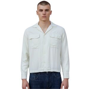 Buck Mason Camp Collar Shirt XS Ivory